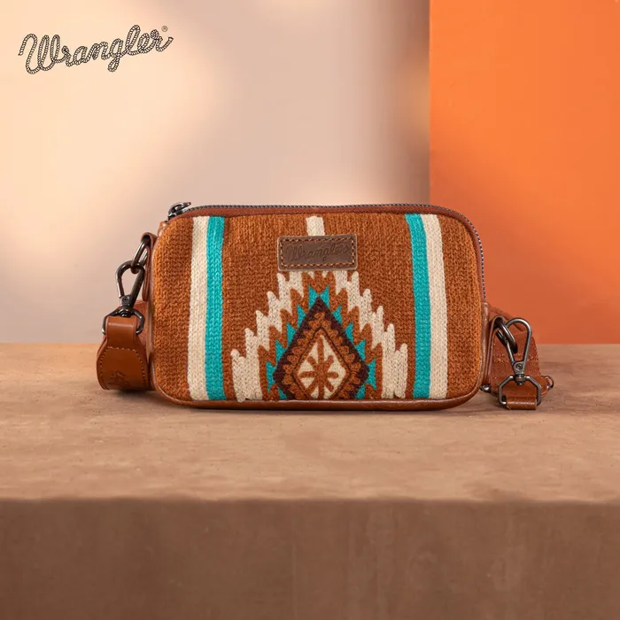 Wrangler Southwestern Knitted Mini CrossbodyWallet Brown MONTANA WEST Earrings