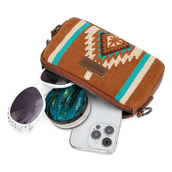 Wrangler Southwestern Knitted Mini CrossbodyWallet Brown MONTANA WEST Earrings