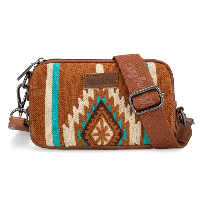 Wrangler Southwestern Knitted Mini CrossbodyWallet Brown MONTANA WEST Earrings
