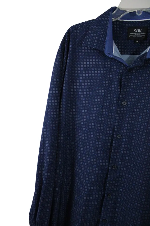WRK 4 Way Stretch Blue Dress Shirt 18 WRK Rings