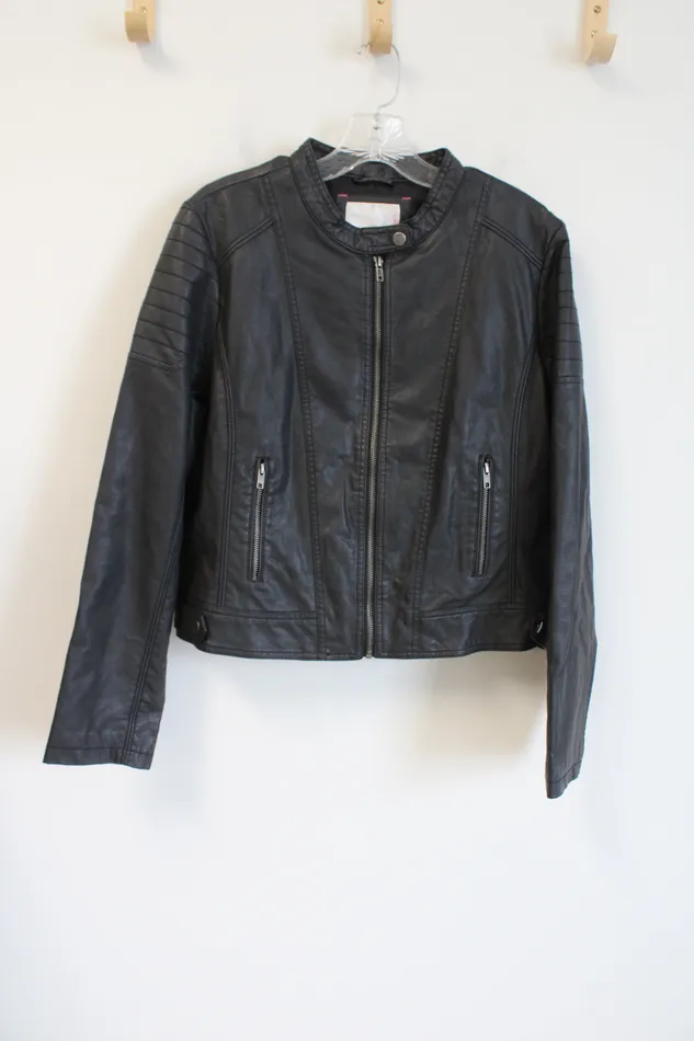 Xhilaration Black Faux Leather Moto Jacket XXL Xhilaration Rings