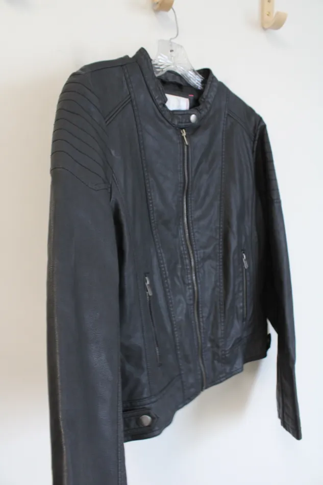 Xhilaration Black Faux Leather Moto Jacket XXL Xhilaration Rings