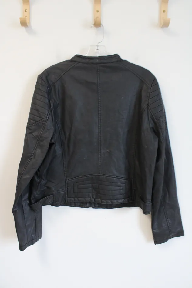 Xhilaration Black Faux Leather Moto Jacket XXL Xhilaration Rings