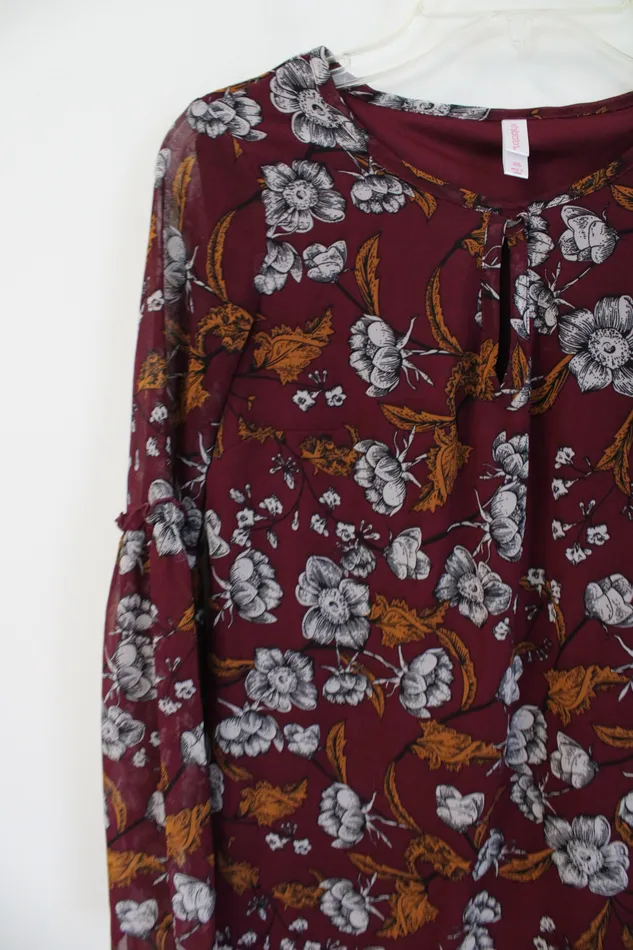 Xhilaration Rings Xhilaration Maroon Rust Orange White Floral Dress XS