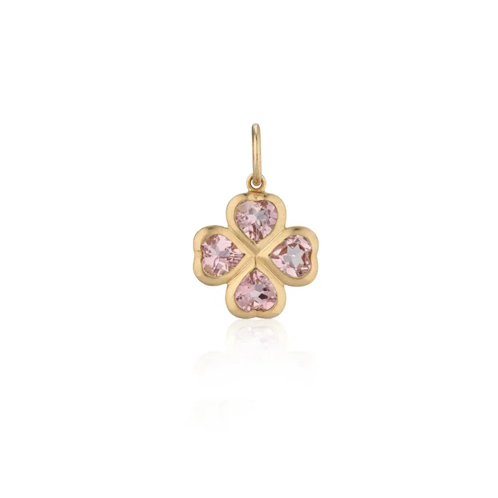 Yellow Gold and Pink Sapphire Clover Charm RACHEL LYNN CHICAGO Earrings