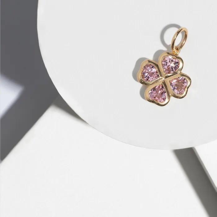 Yellow Gold and Pink Sapphire Clover Charm RACHEL LYNN CHICAGO Earrings