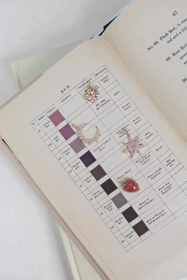 Yellow Gold and Pink Sapphire Clover Charm RACHEL LYNN CHICAGO Earrings