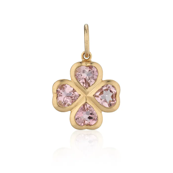 Yellow Gold and Pink Sapphire Clover Charm RACHEL LYNN CHICAGO Earrings