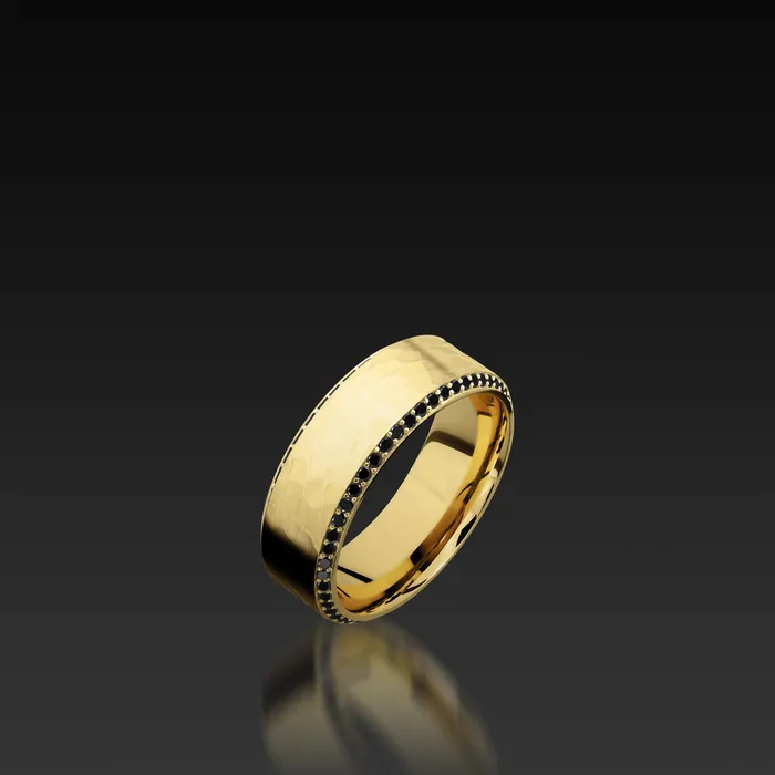 Yellow Gold Bevel Eternity Band with Black Diamonds Shop John Atencio Rings Yellow Gold Bevel Eternity Band with Black Diamonds Shop John Atencio Rings