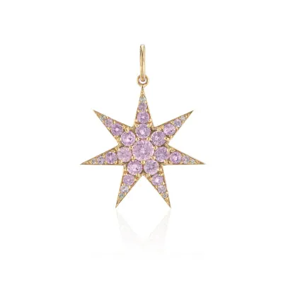 Yellow Gold Pink Sapphire Star Charm RACHEL LYNN CHICAGO Earrings