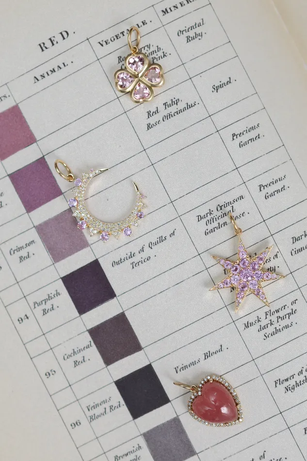 Yellow Gold Pink Sapphire Star Charm RACHEL LYNN CHICAGO Earrings