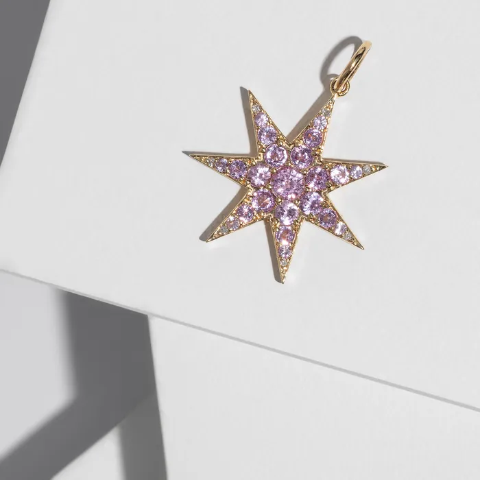Yellow Gold Pink Sapphire Star Charm RACHEL LYNN CHICAGO Earrings