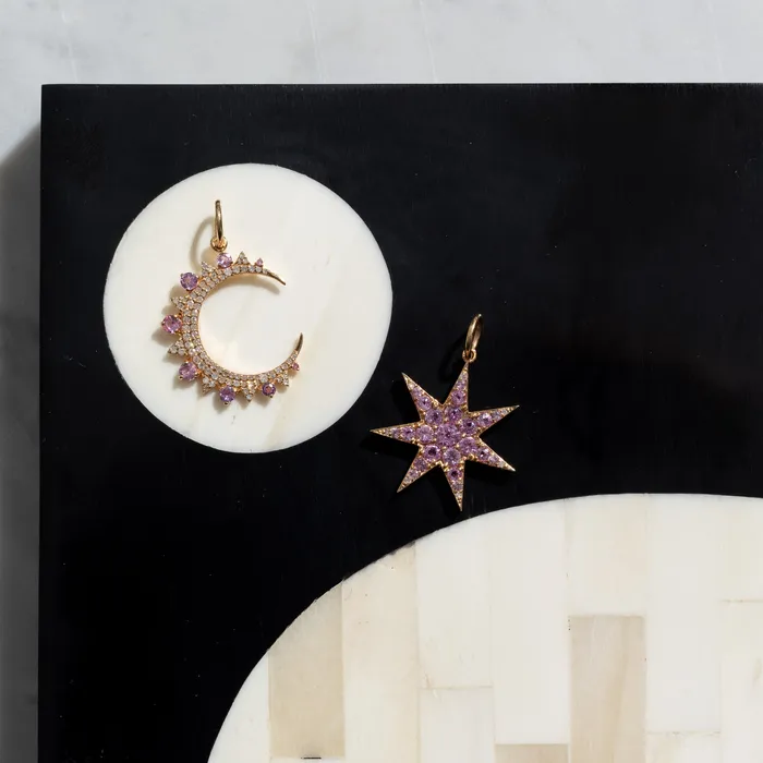 Yellow Gold Pink Sapphire Star Charm RACHEL LYNN CHICAGO Earrings
