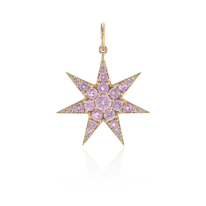 Yellow Gold Pink Sapphire Star Charm RACHEL LYNN CHICAGO Earrings